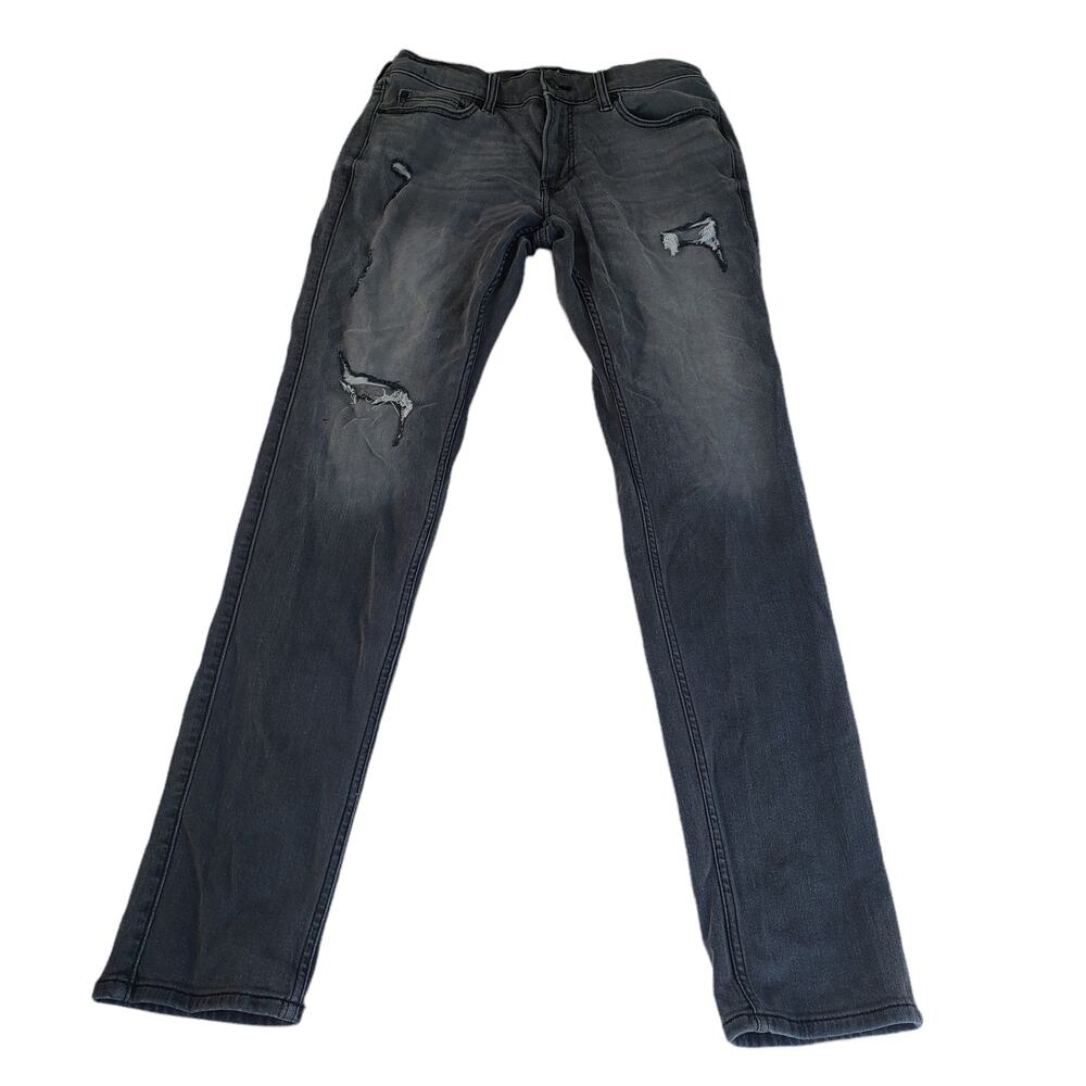 Hollister Men's 32 x 30 Distressed Stacked Skinny Advanced Stretch Gray Jeans